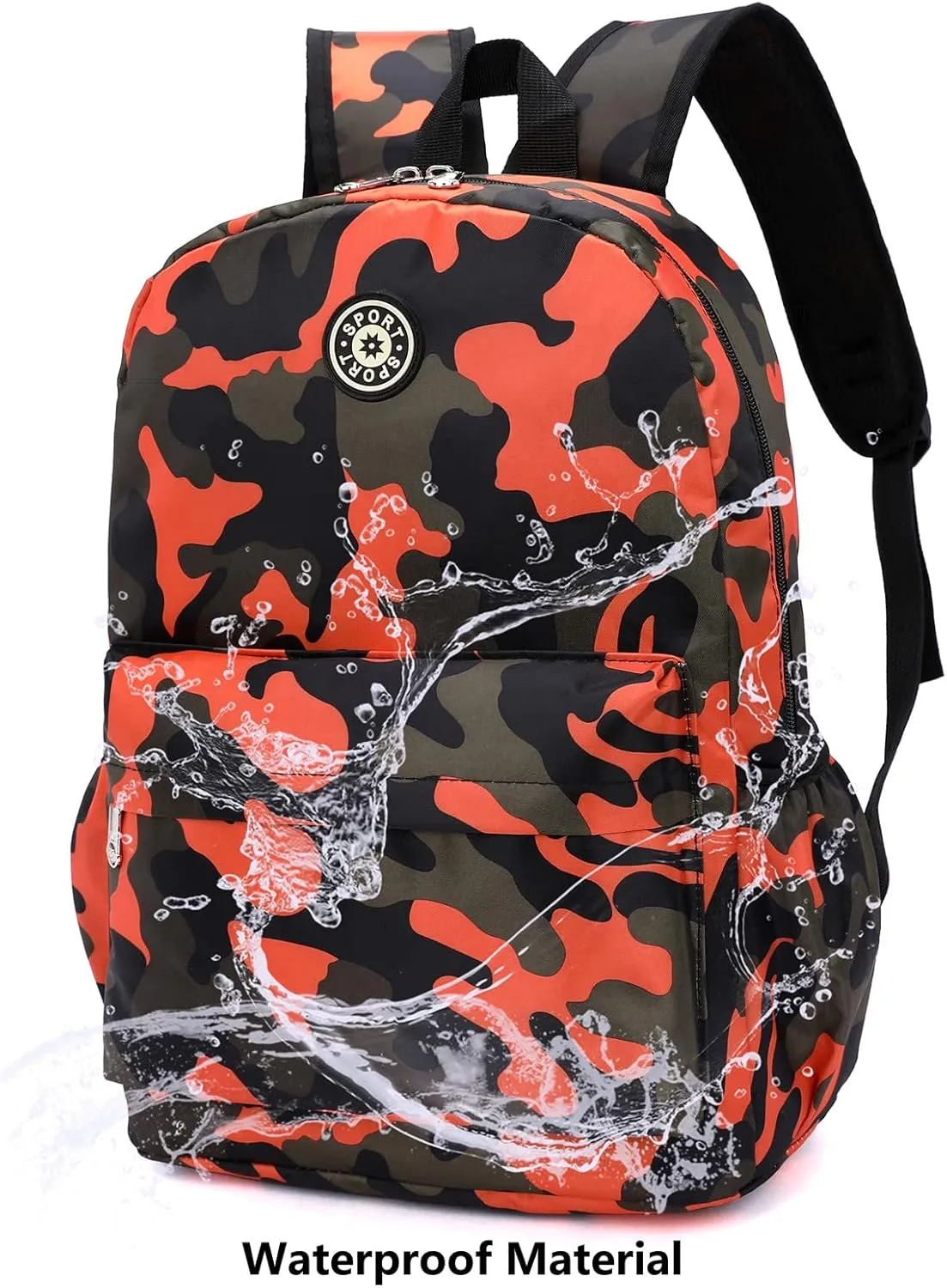 Kids School Backpacks for Boys Girls Elementary Kindergarten Camo School Bags Bookbags for Primary Preschool (Camouflage Orange, Large)