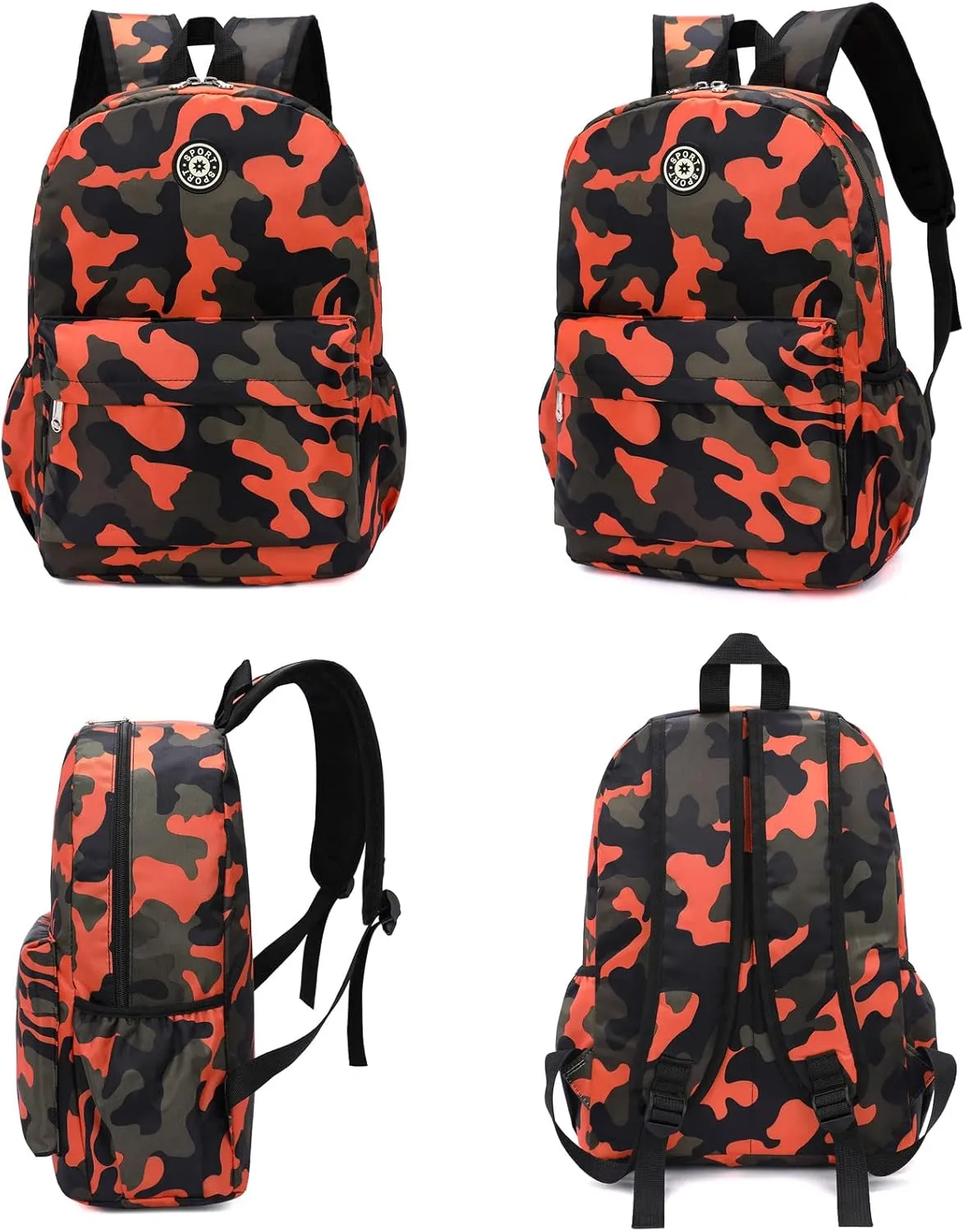 Kids School Backpacks for Boys Girls Elementary Kindergarten Camo School Bags Bookbags for Primary Preschool (Camouflage Orange, Large)