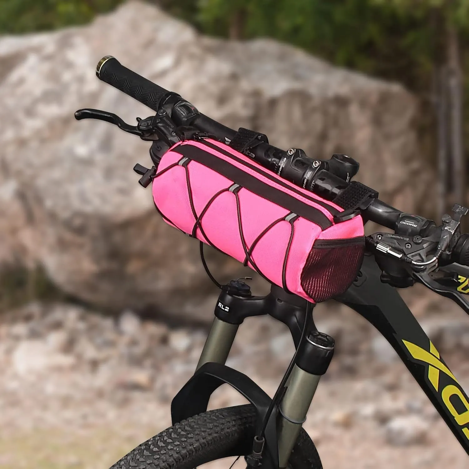 KOSIBATE Bike Handlebar Bag,Bicycle Handlebar bag,Bike Frame Bag with Shoulder Strap,Bicycle Front Bag Fram Storage Roll Bag Mountain Road Bikes Bicycle Accessories, Bike Pouch for Bicycle (