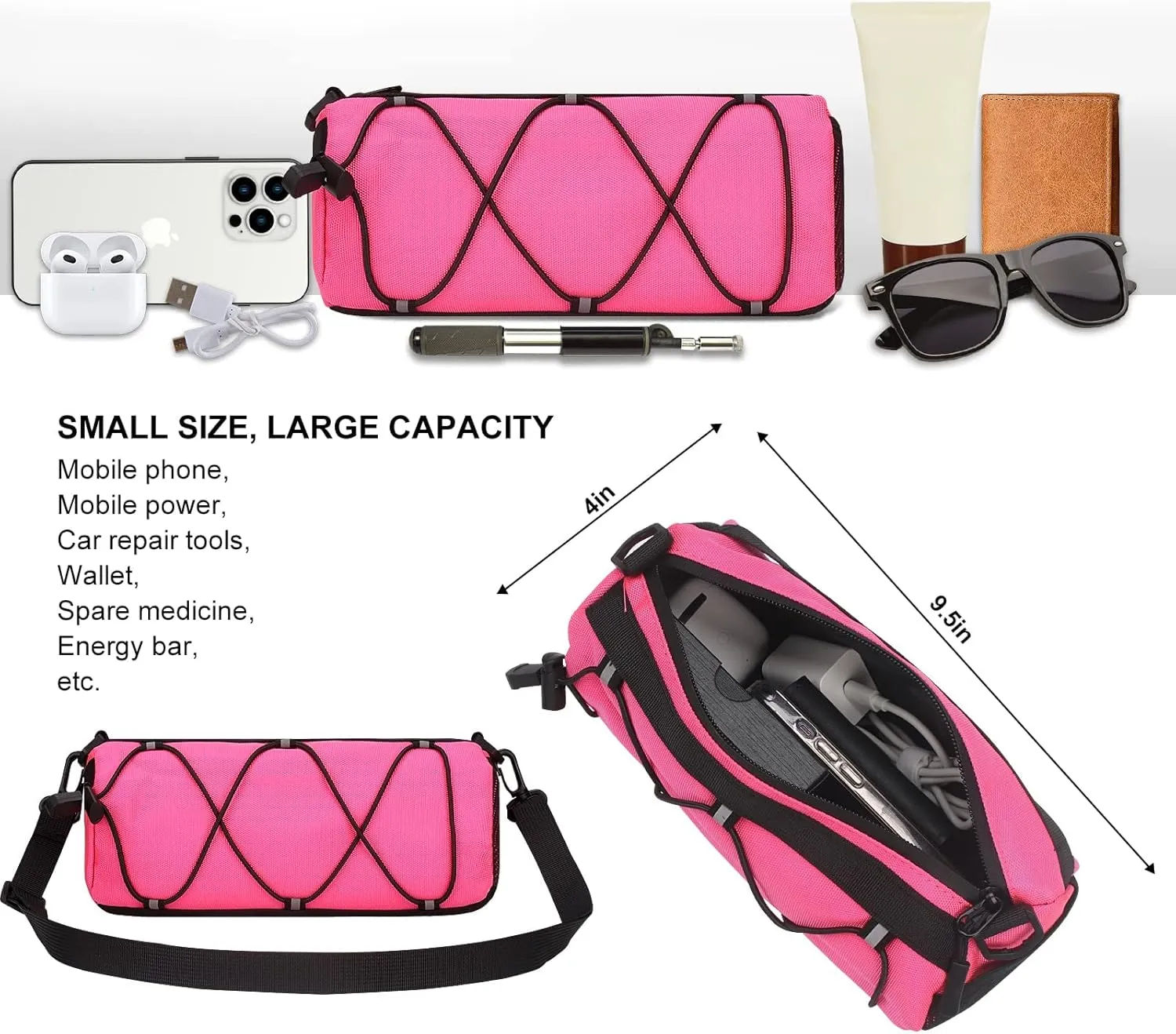 KOSIBATE Bike Handlebar Bag,Bicycle Handlebar bag,Bike Frame Bag with Shoulder Strap,Bicycle Front Bag Fram Storage Roll Bag Mountain Road Bikes Bicycle Accessories, Bike Pouch for Bicycle (