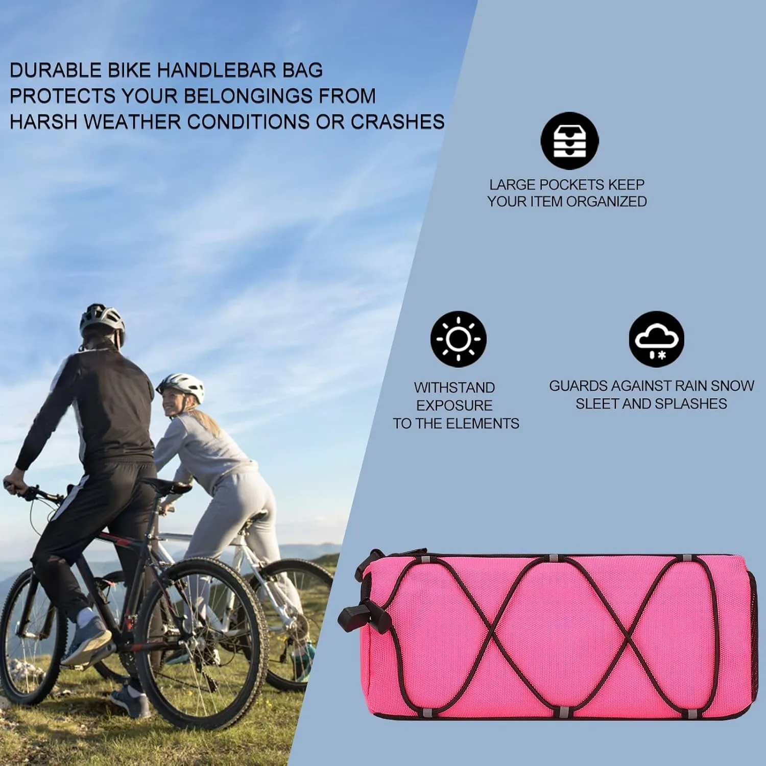 KOSIBATE Bike Handlebar Bag,Bicycle Handlebar bag,Bike Frame Bag with Shoulder Strap,Bicycle Front Bag Fram Storage Roll Bag Mountain Road Bikes Bicycle Accessories, Bike Pouch for Bicycle (
