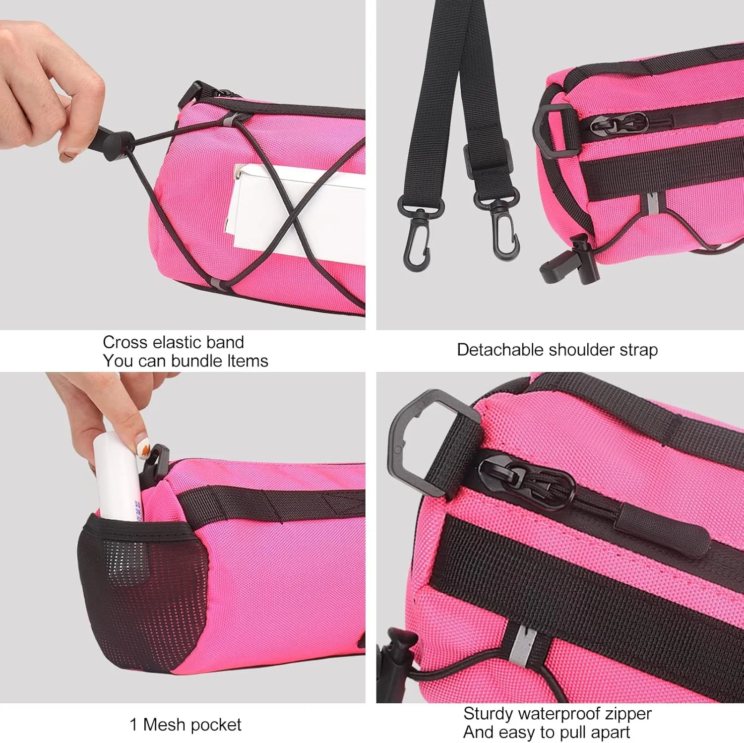 KOSIBATE Bike Handlebar Bag,Bicycle Handlebar bag,Bike Frame Bag with Shoulder Strap,Bicycle Front Bag Fram Storage Roll Bag Mountain Road Bikes Bicycle Accessories, Bike Pouch for Bicycle (