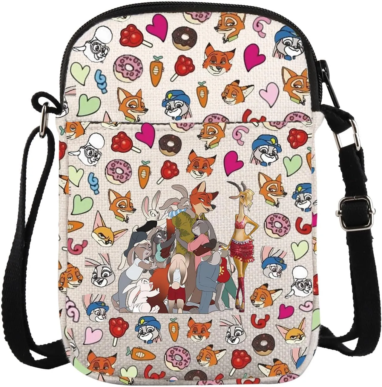 KUIYAI Zoon Cartoon Movie Crossbody Bag Zootrop Party Gift Judy & Nick Merch For Fans