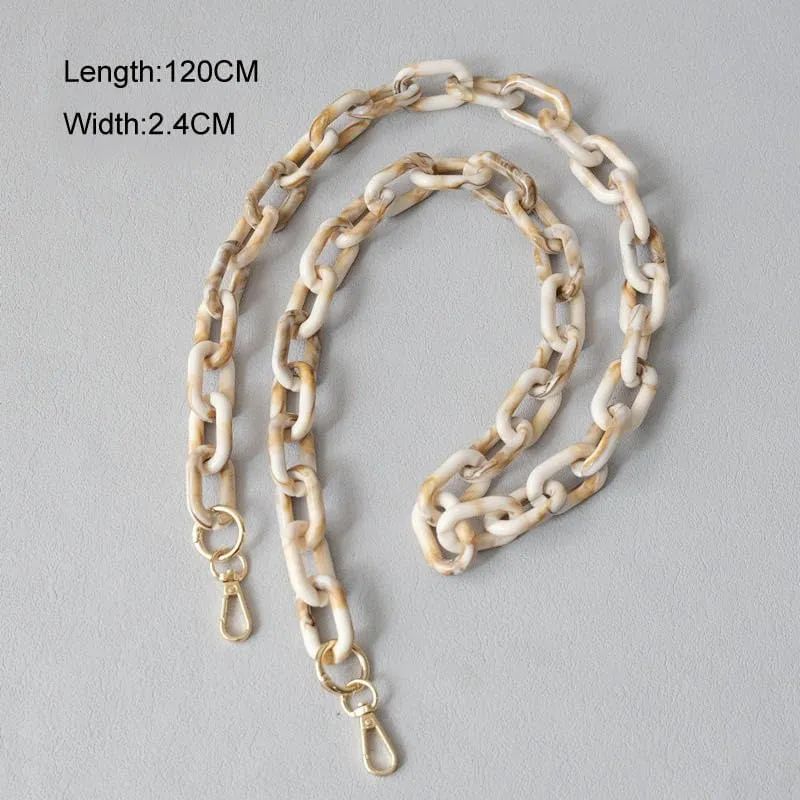 Lam Gallery Acrylic Resin Chain for Purse,Handbag Decoration Chain Strap,Bag Accessories Chain Charms(Square/Cream Solid/120CM)