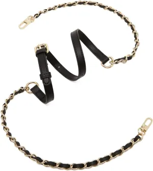 LAORENTOU Women's Leather Adjustable Chain Straps for Crossbody Bag Shoulder Purse Replacement Straps for Satchel Handbags