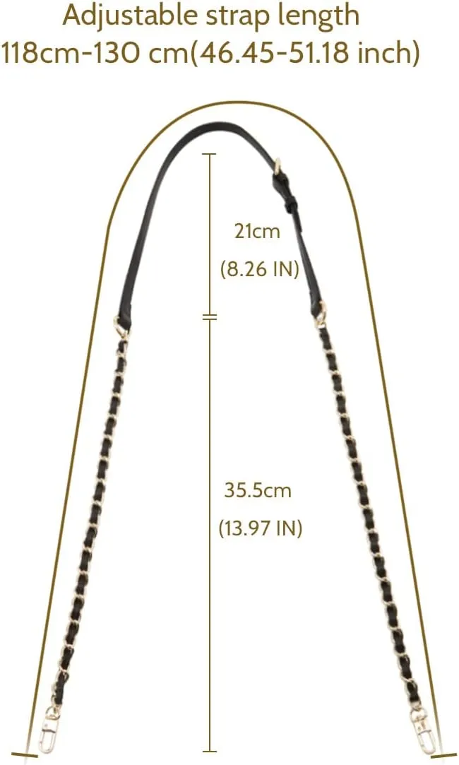 LAORENTOU Women's Leather Adjustable Chain Straps for Crossbody Bag Shoulder Purse Replacement Straps for Satchel Handbags