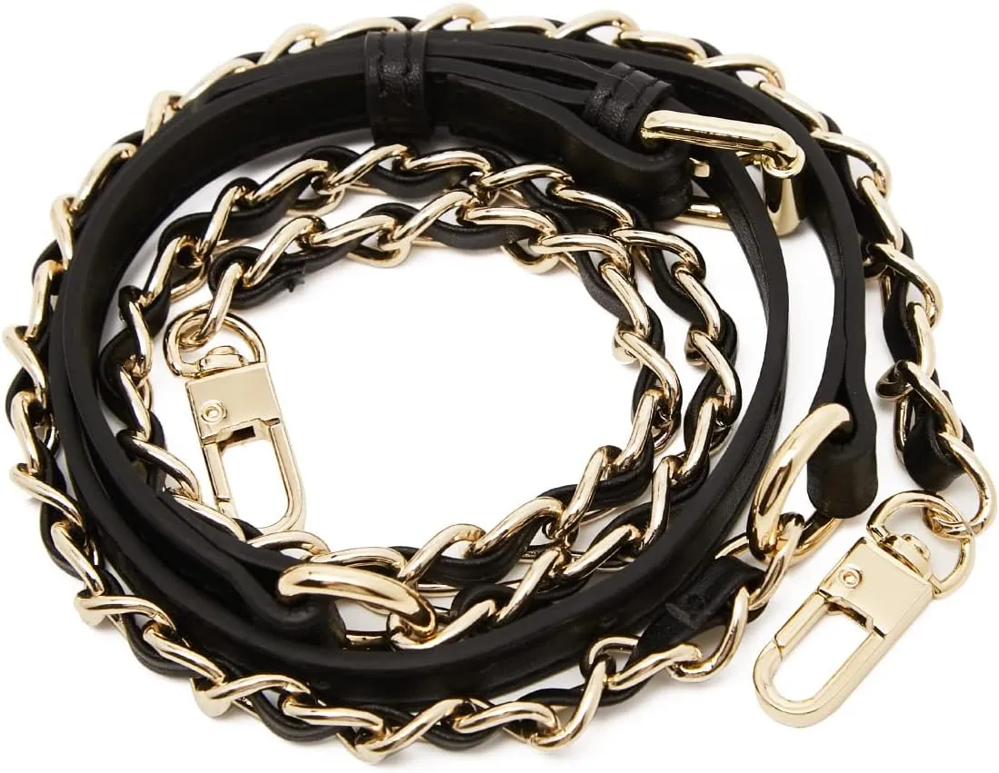 LAORENTOU Women's Leather Adjustable Chain Straps for Crossbody Bag Shoulder Purse Replacement Straps for Satchel Handbags