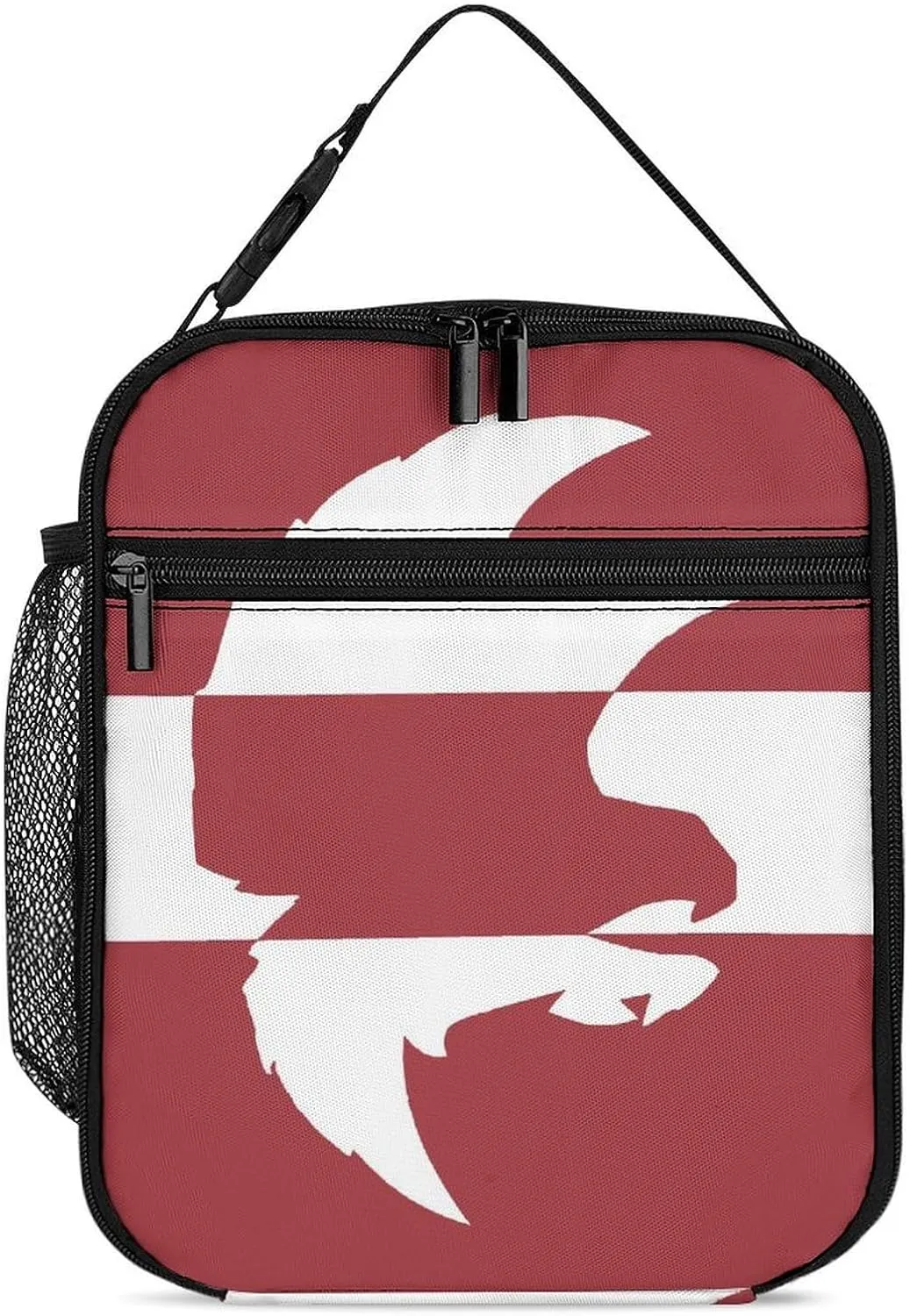 Latvia Flag and Falcon Bird Insulated Lunch Bag Leakproof Insulated Cooler Bag with Handbags Side Pocket for Adults
