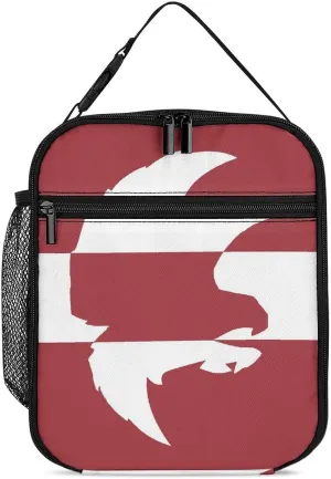 Latvia Flag and Falcon Bird Insulated Lunch Bag Leakproof Insulated Cooler Bag with Handbags Side Pocket for Adults