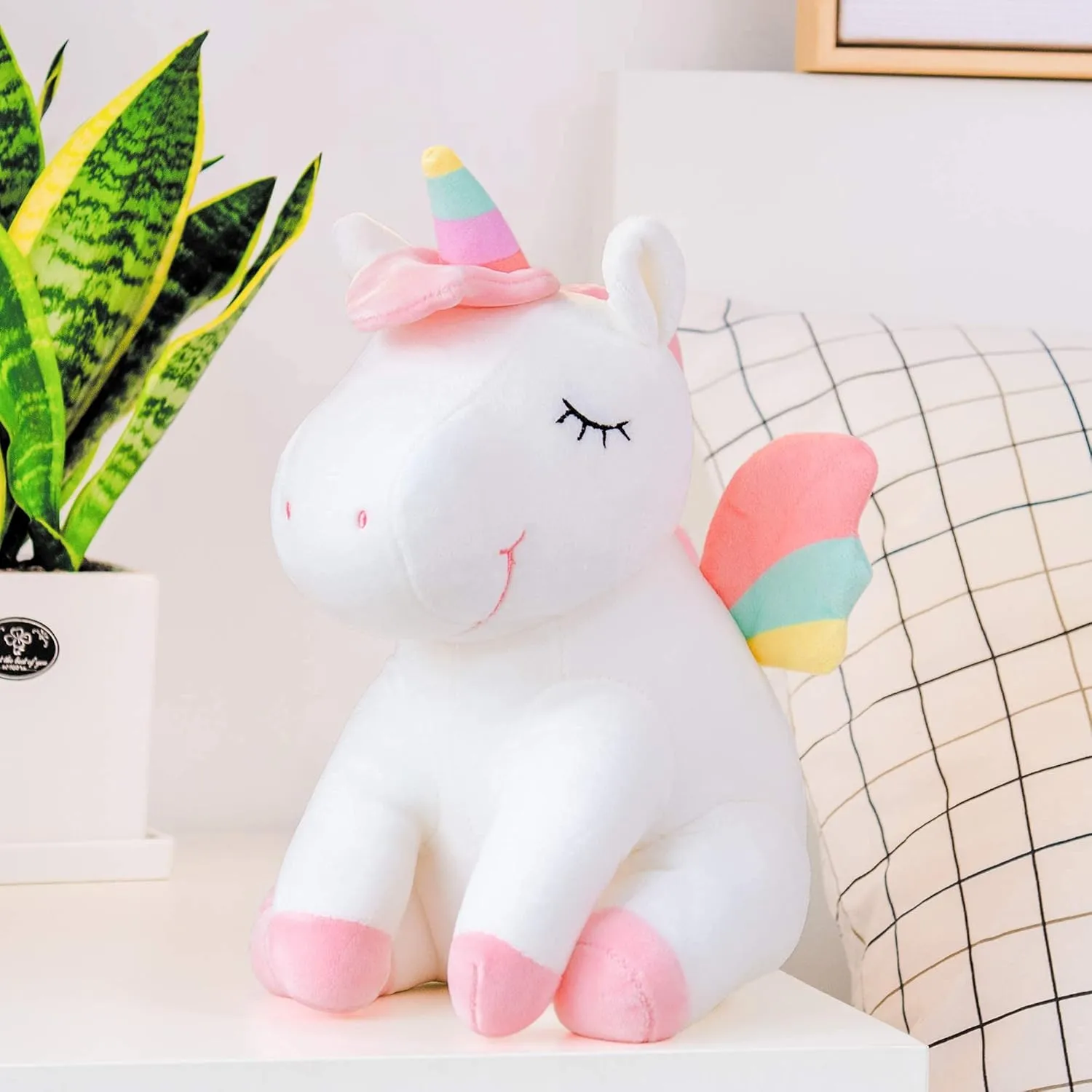 Lazada Unicorn Stuffed Animal Plush Toys Girls Gifts with Rainbow Wings White 12 Inches…