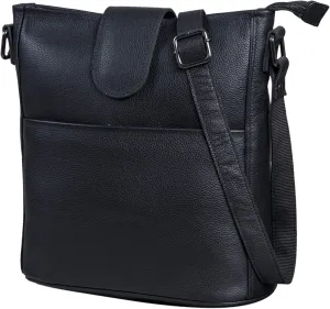 LEABAGS Leather Crossbody Bag - Vintage Genuine Buffalo Leather Handbag - Shoulder Messenger Bag Men Women Briefcase Athens
