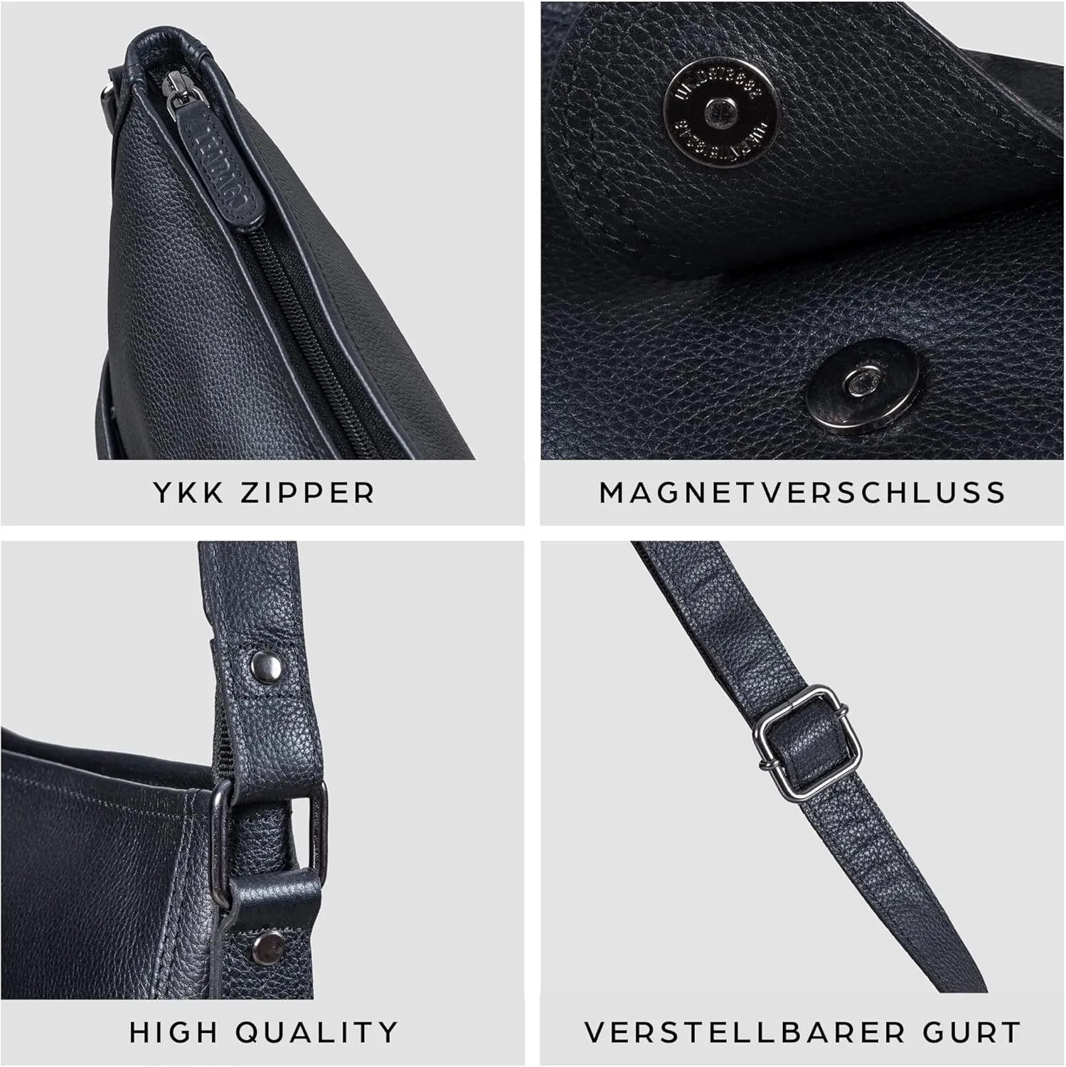 LEABAGS Leather Crossbody Bag - Vintage Genuine Buffalo Leather Handbag - Shoulder Messenger Bag Men Women Briefcase Athens