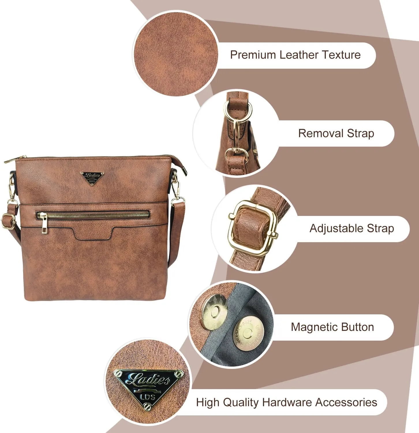 Leather Crossbody Bags for Women Medium Size, Trendy Soft Cross Body Bag for Woman 2024, Women's Crossbody Purses Travel