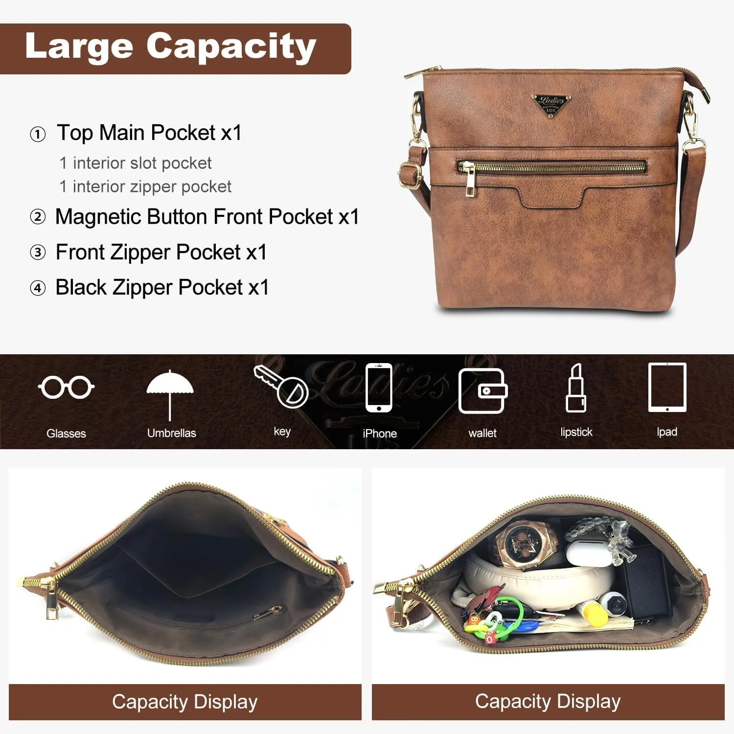 Leather Crossbody Bags for Women Medium Size, Trendy Soft Cross Body Bag for Woman 2024, Women's Crossbody Purses Travel
