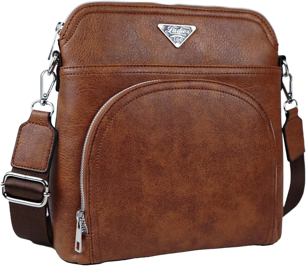 Leather Crossbody Bags for Women Trendy, Medium Size Cross Body Bag 2024, Wide Strap Women's Crossbody Purse Multi Pocket