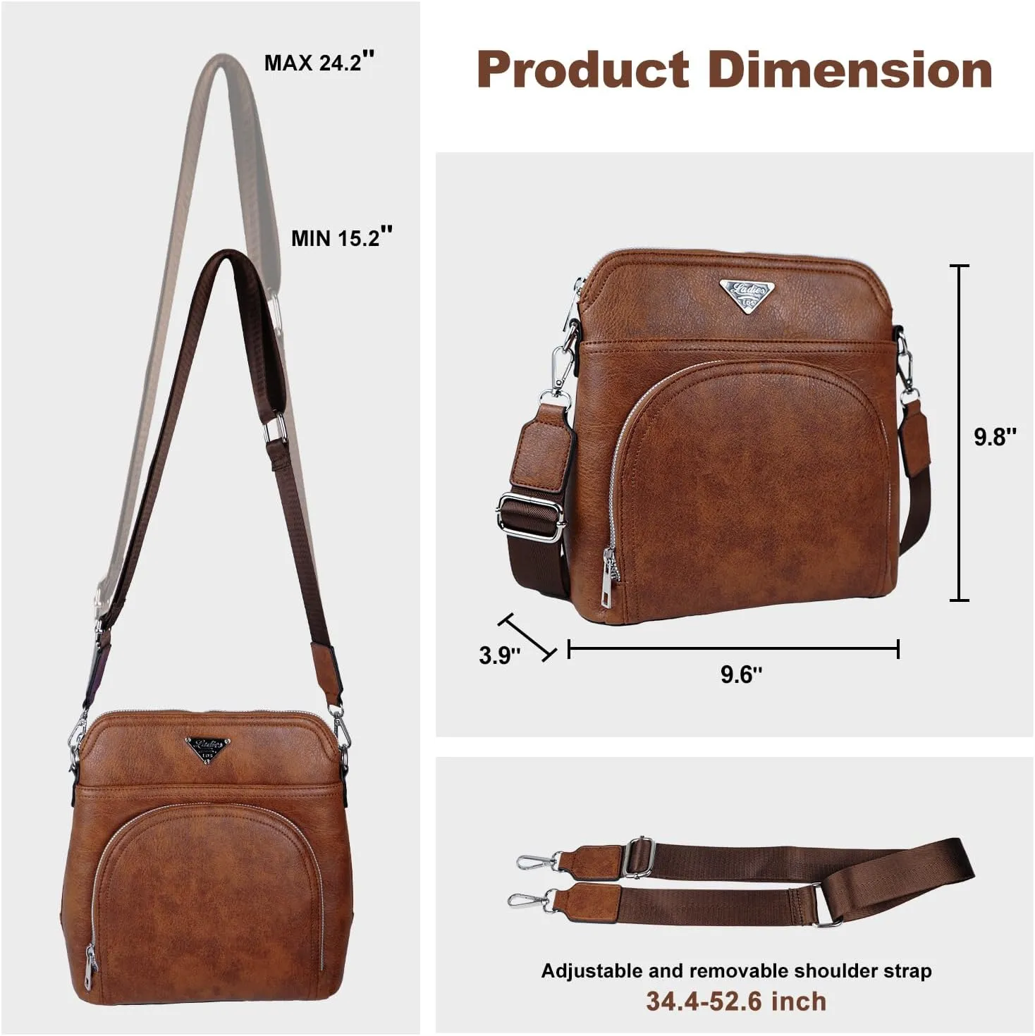 Leather Crossbody Bags for Women Trendy, Medium Size Cross Body Bag 2024, Wide Strap Women's Crossbody Purse Multi Pocket