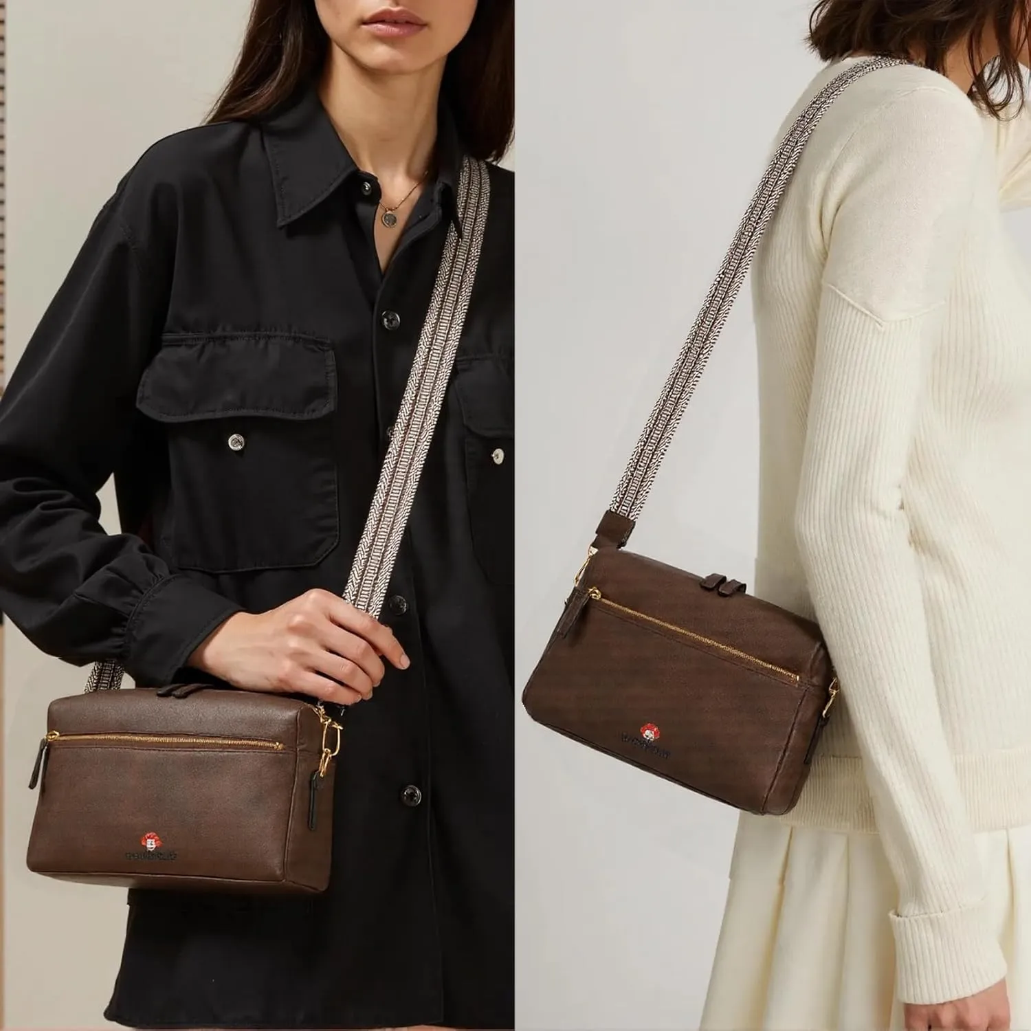 Leather Crossbody Purses for Women,Small Cross Body Bag Wide Adjustable Strap Shoulder Handbag with Credit Card Slots