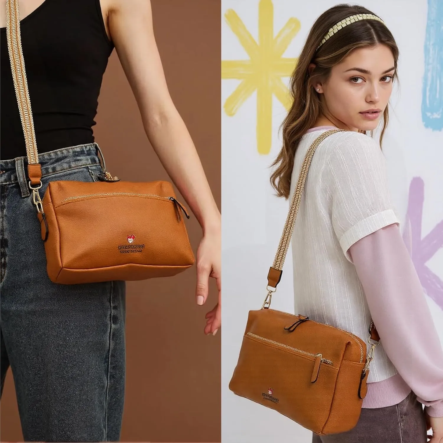 Leather Crossbody Purses for Women,Small Cross Body Bag Wide Adjustable Strap Shoulder Handbag with Credit Card Slots