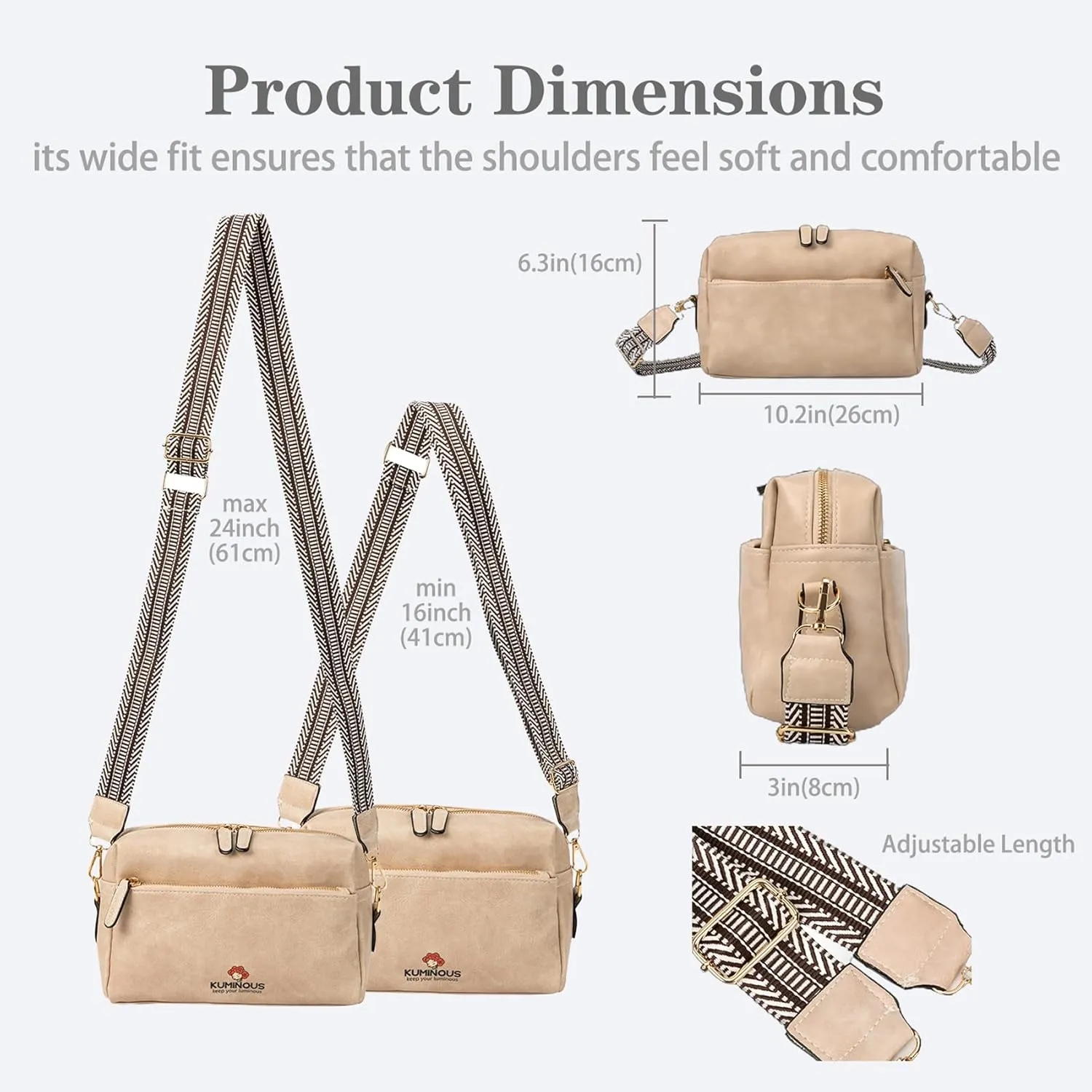 Leather Crossbody Purses for Women,Small Cross Body Bag Wide Adjustable Strap Shoulder Handbag with Credit Card Slots