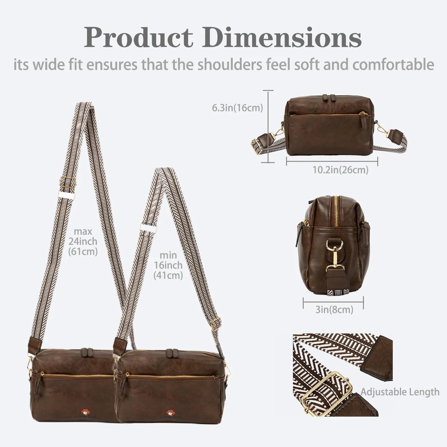 Leather Crossbody Purses for Women,Small Cross Body Bag Wide Adjustable Strap Shoulder Handbag with Credit Card Slots
