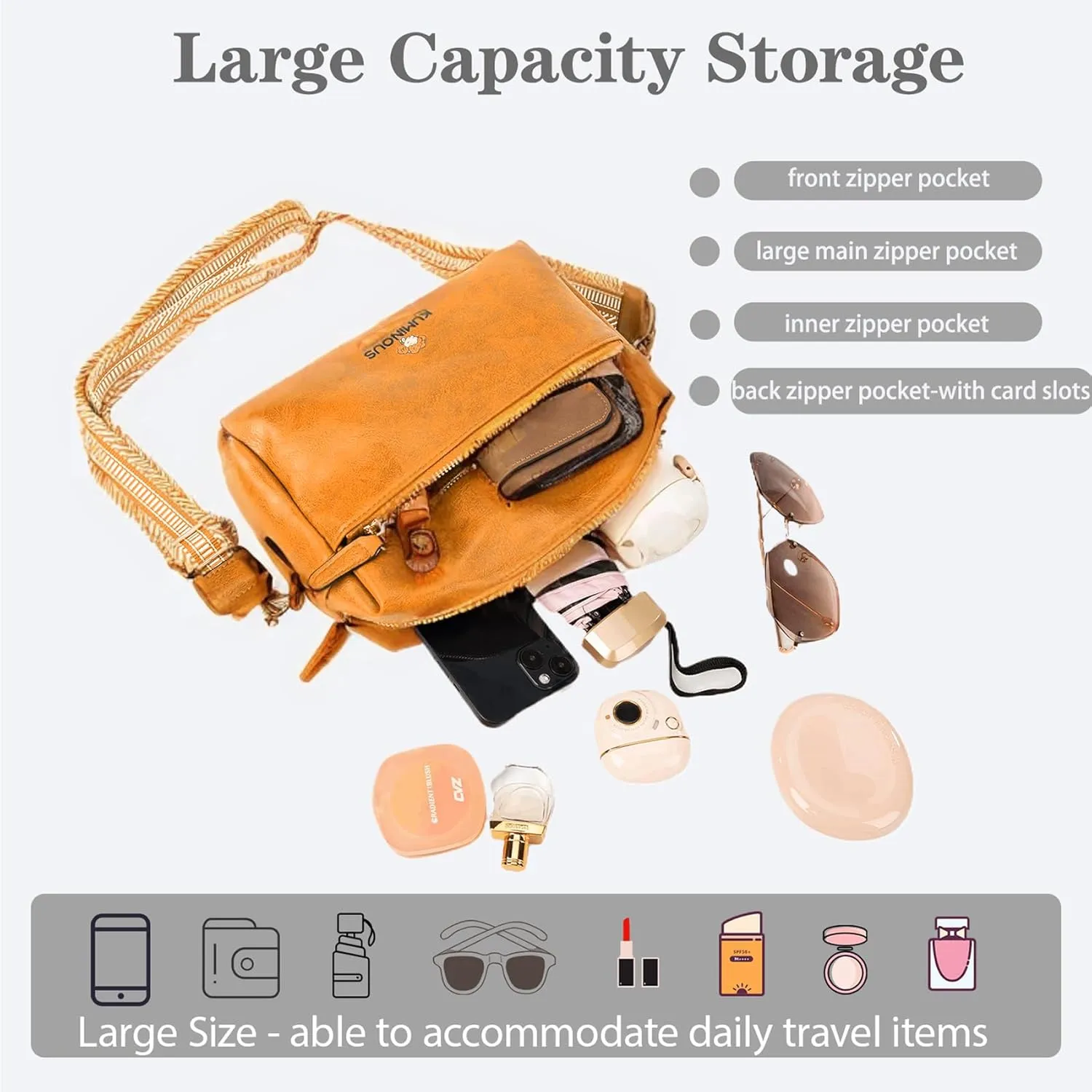 Leather Crossbody Purses for Women,Small Cross Body Bag Wide Adjustable Strap Shoulder Handbag with Credit Card Slots