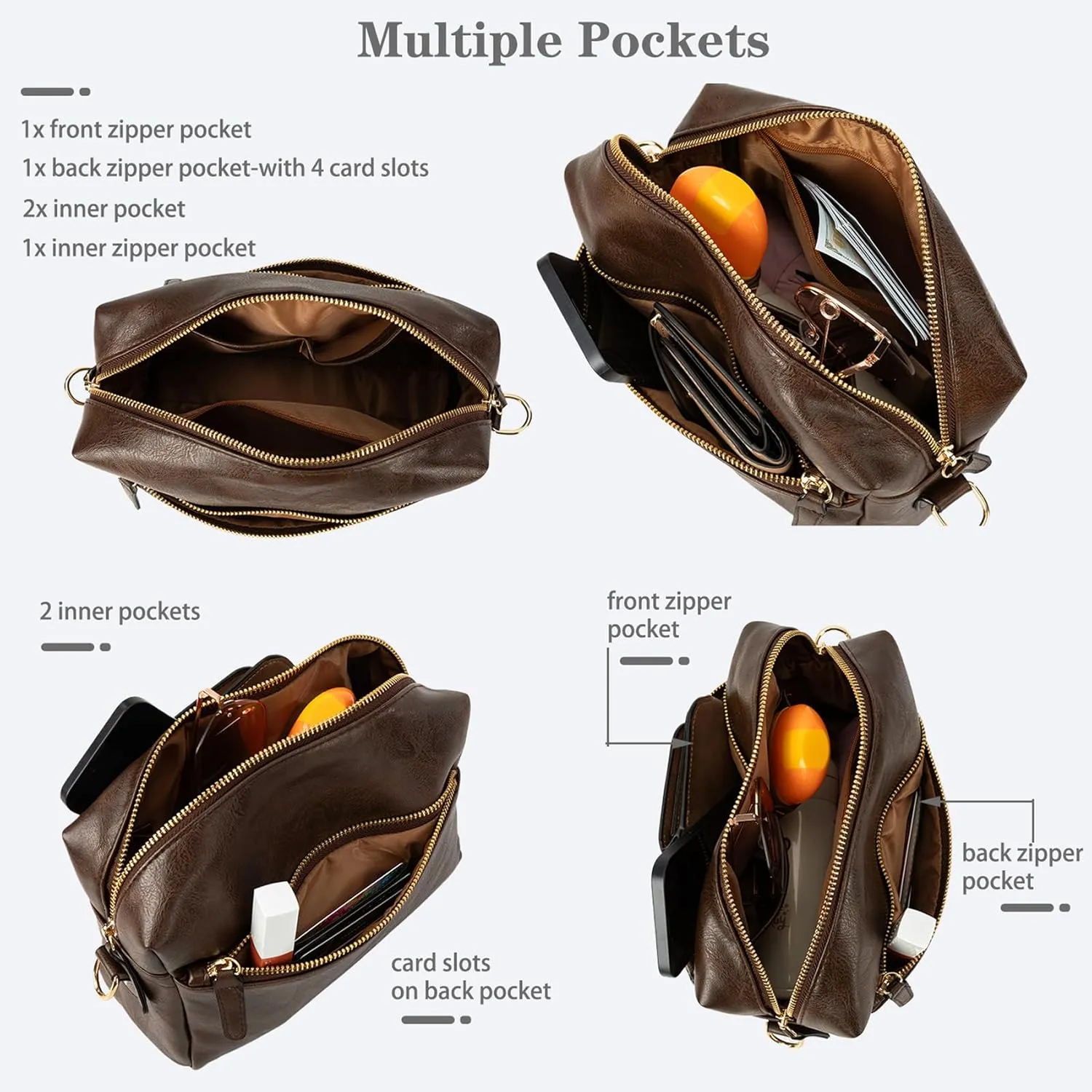 Leather Crossbody Purses for Women,Small Cross Body Bag Wide Adjustable Strap Shoulder Handbag with Credit Card Slots