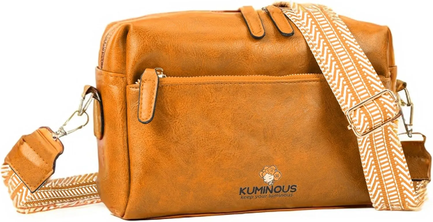 Leather Crossbody Purses for Women,Small Cross Body Bag Wide Adjustable Strap Shoulder Handbag with Credit Card Slots