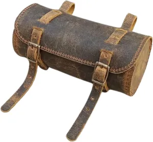 Leather Motorcycle Handlebar Bag Vintage Leather Saddle Bicycle Accessories Panniers Bags