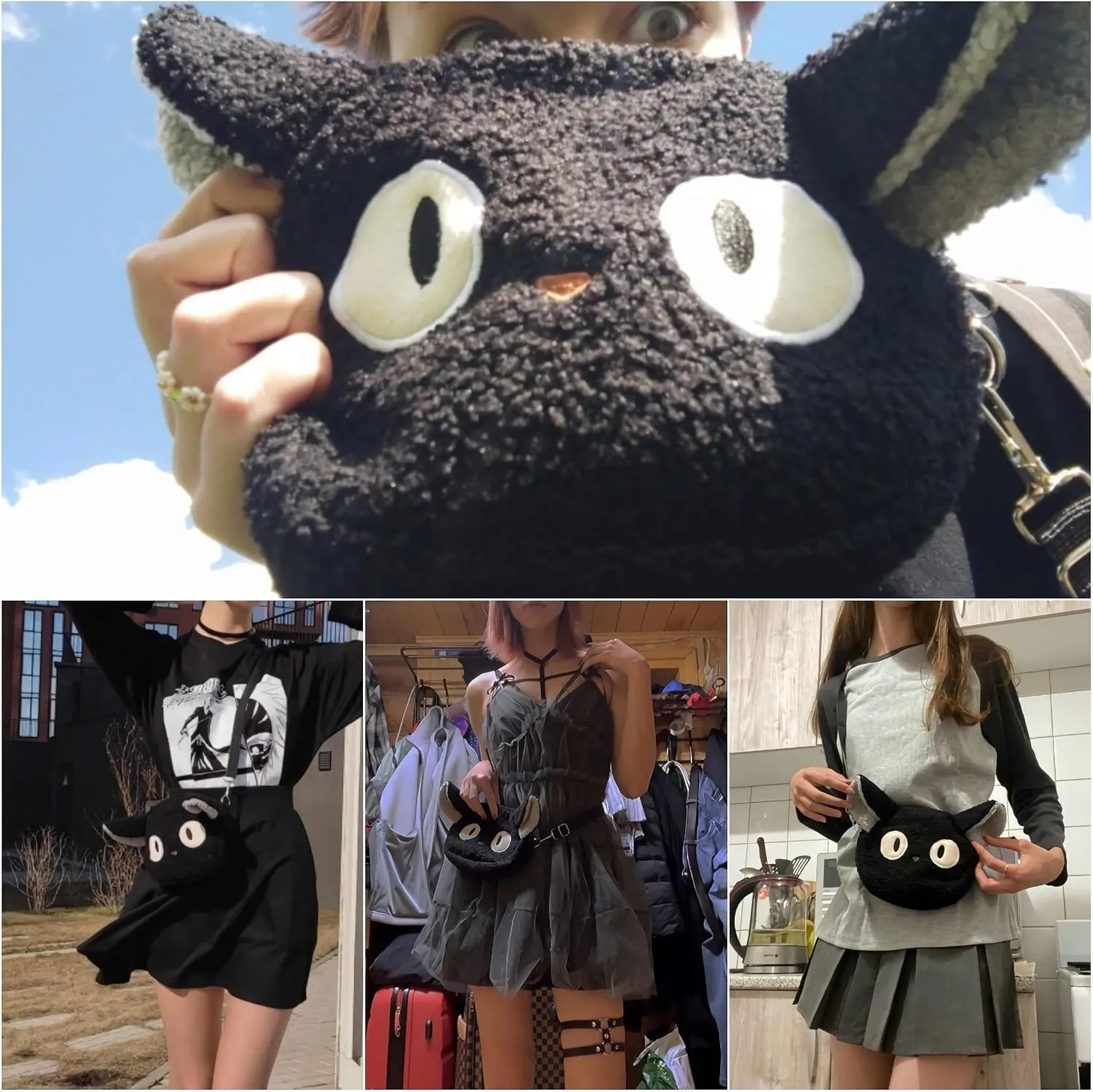 Lefe Liee cute cat purse for girls, kawaii plush anime crossbody bag, cat themed gifts for girls, mini novelty toddler purse for teen girls, teen girls trendy stuff, fluffy tote bag