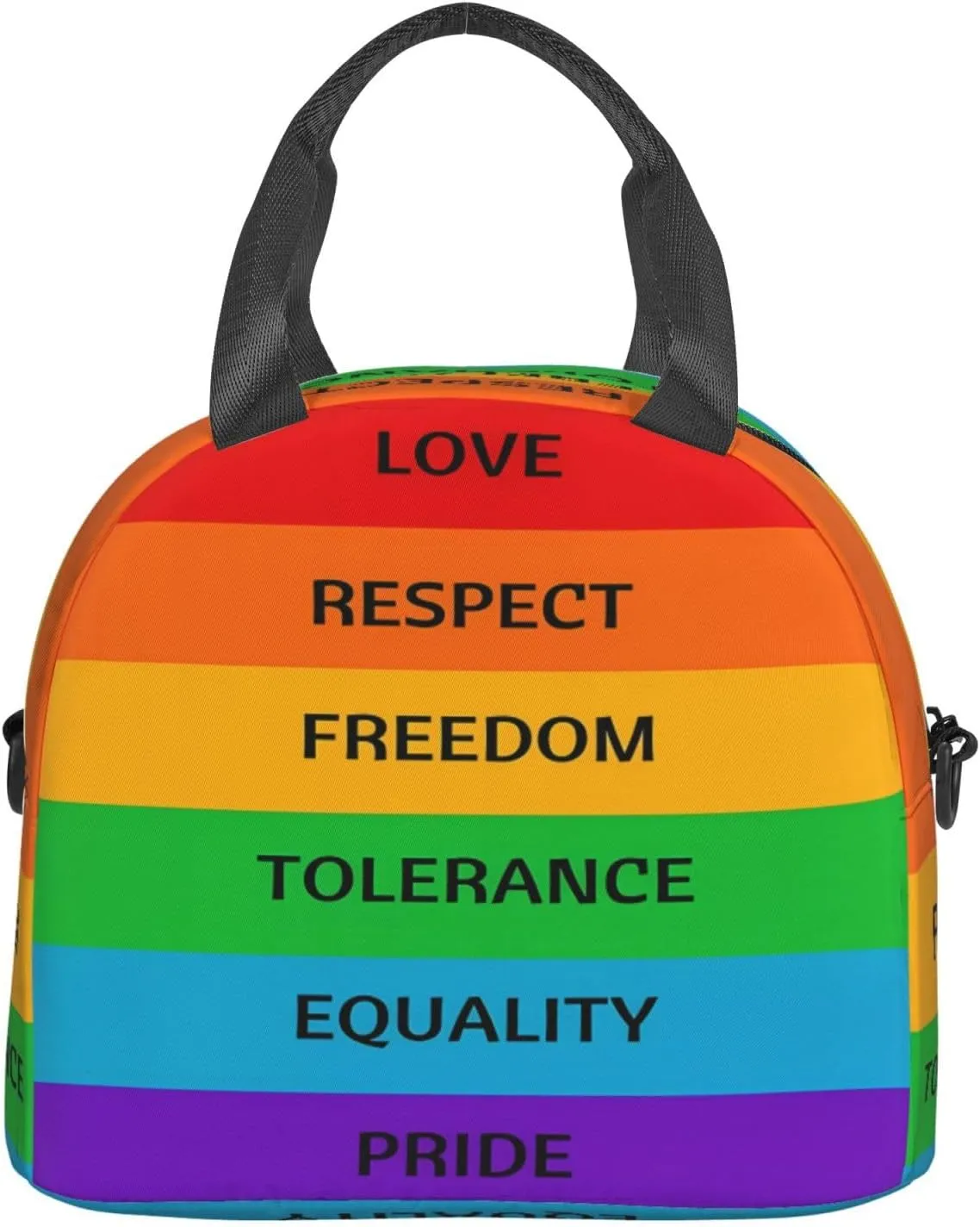 Lgbt Rainbow Love Respect Freedom Tolerance Equality Pride Reusable Lunch Bag Insulated Lunch Box Lunch Tote Bags Lunchbox Container Cooler Lunch Organizer Strap For Work Picnic Travel
