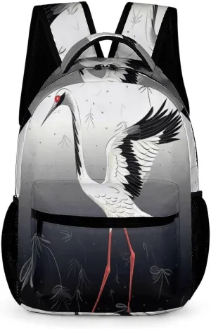 Lightweight Backpack for Men Women,Crane Print Personal Item Backpack,Daily Bag Casual Backpacks for Travel Work