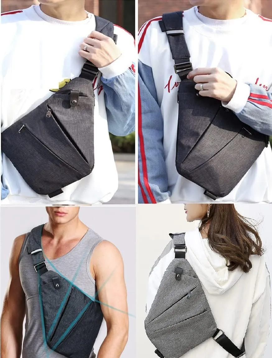 LInGSHI Personal Flex Bag Chest Sling Bag, Right - Left Handed Crossbody Bags, Small Shoulder Bag, for Men Women, for Outdoor (Black, Left)