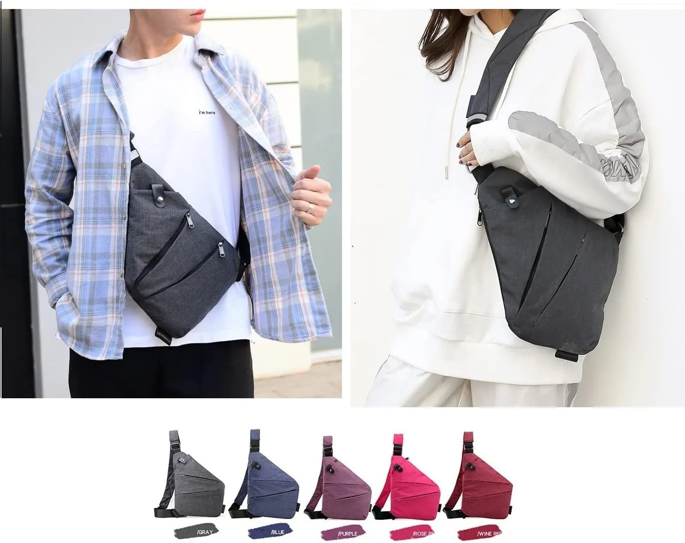 LInGSHI Personal Flex Bag Chest Sling Bag, Right - Left Handed Crossbody Bags, Small Shoulder Bag, for Men Women, for Outdoor (Black, Left)