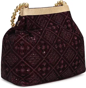 LONGING TO BUY Indian Ethnic Potli Handbag, Embroidered Evening Bag