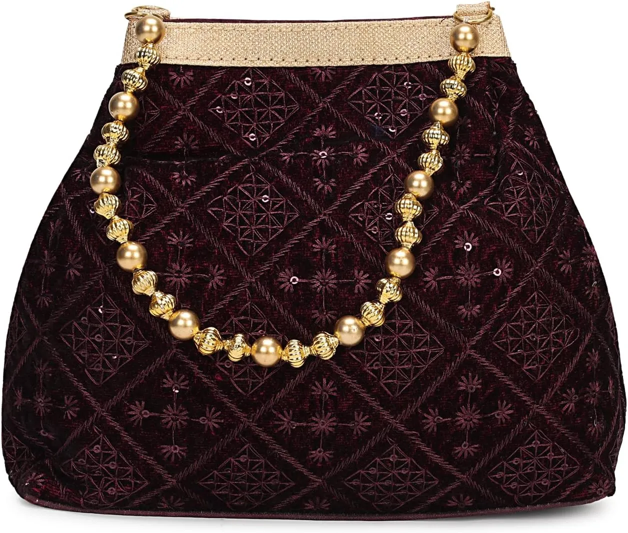 LONGING TO BUY Indian Ethnic Potli Handbag, Embroidered Evening Bag