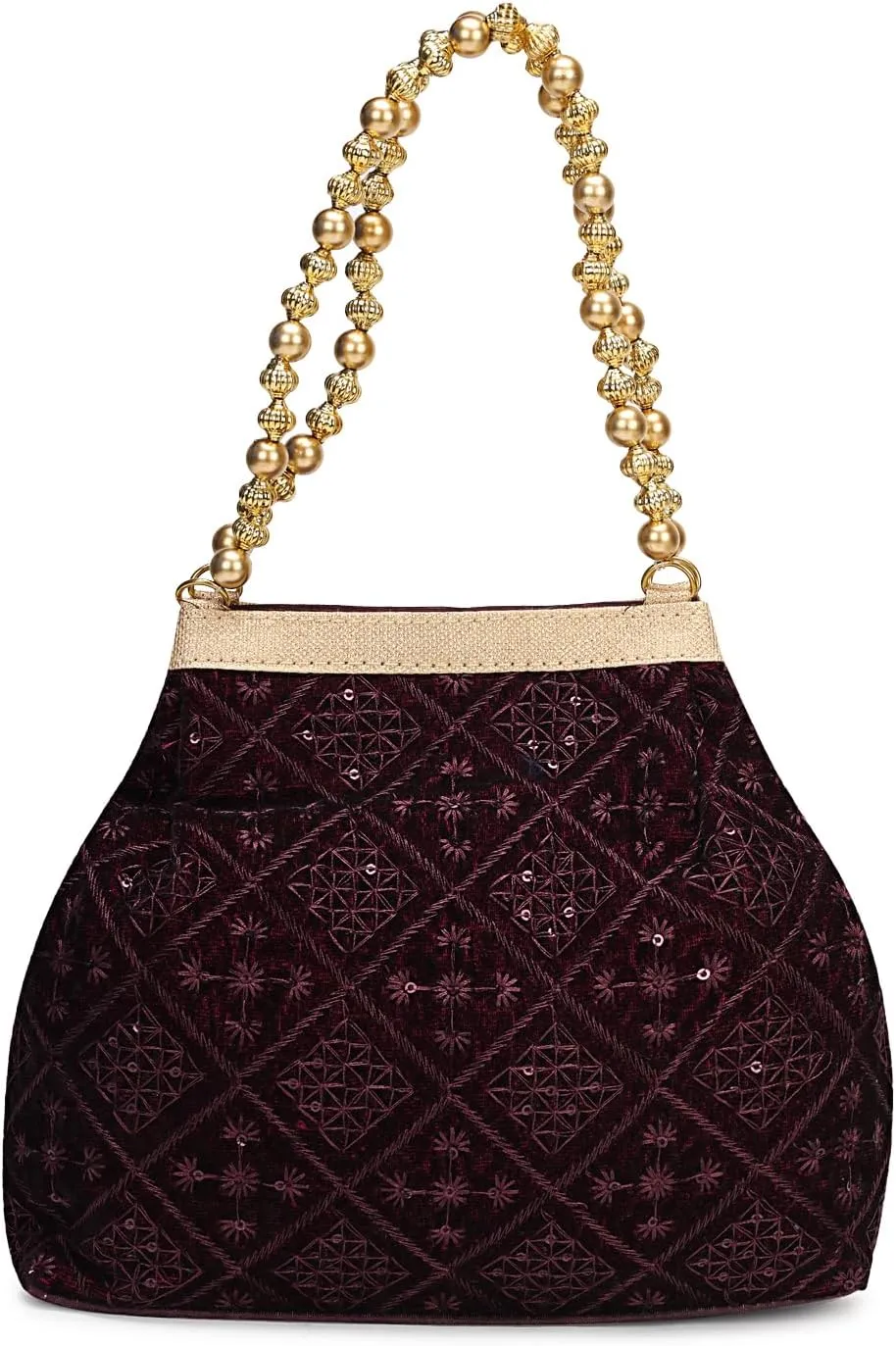 LONGING TO BUY Indian Ethnic Potli Handbag, Embroidered Evening Bag