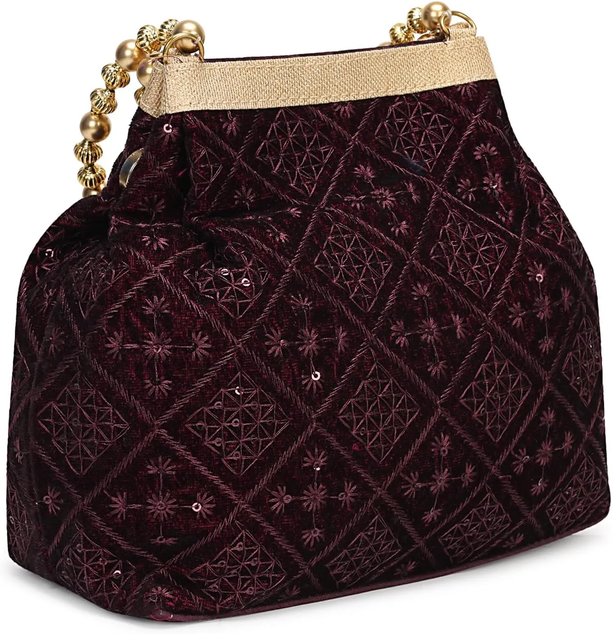 LONGING TO BUY Indian Ethnic Potli Handbag, Embroidered Evening Bag
