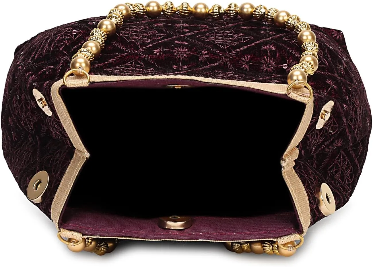 LONGING TO BUY Indian Ethnic Potli Handbag, Embroidered Evening Bag