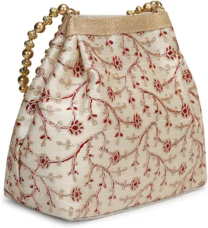 LONGING TO BUY Indian Ethnic Potli Handbag, Embroidered Evening Bag