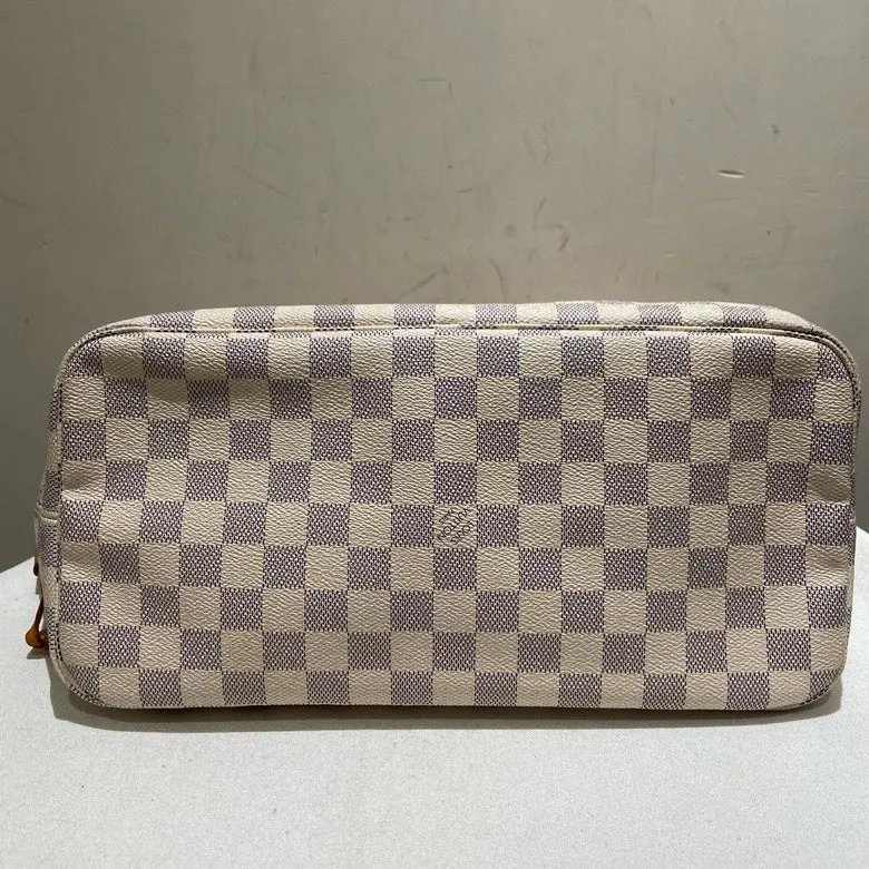 Louis Vuitton Damier Azur Checkered Tote Bag with Pouch, Beige, Canvas Tote