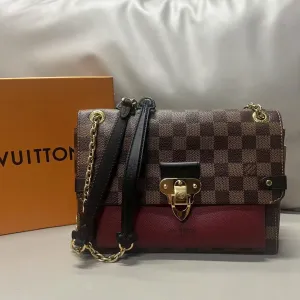 Louis Vuitton Damier Ebene Flap Bag Brown Leather