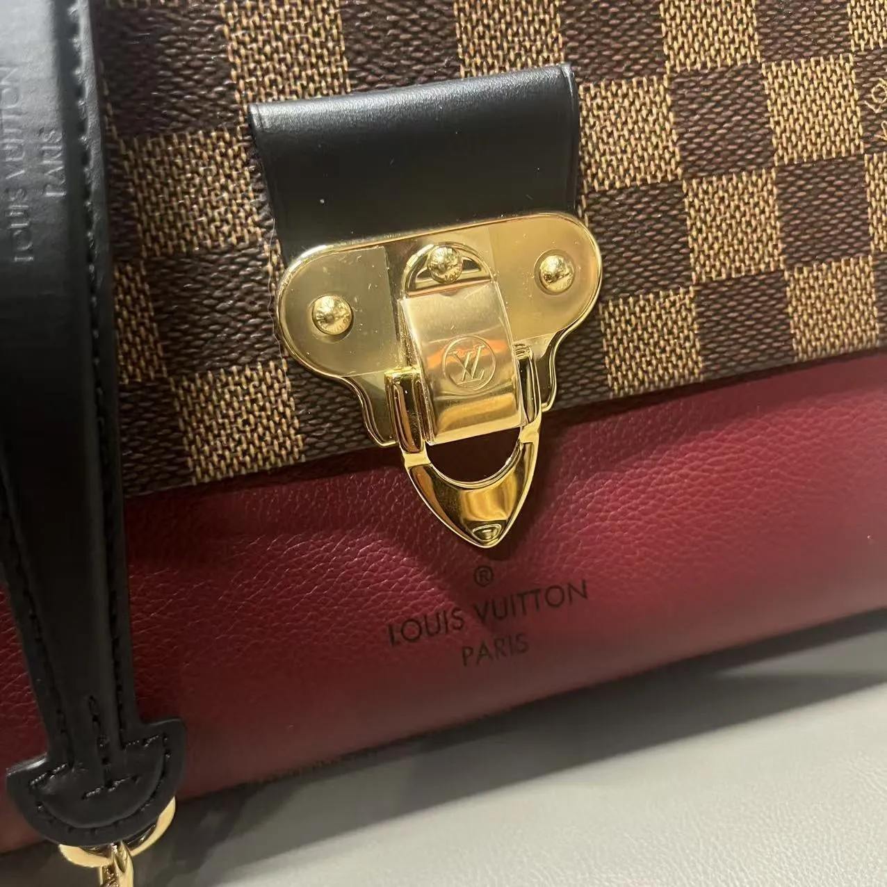Louis Vuitton Damier Ebene Flap Bag Brown Leather