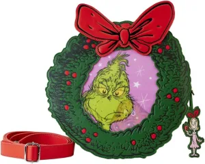 Loungefly Dr. Seuss Grinch Christmas Wreath Crossbody Bag Grinch