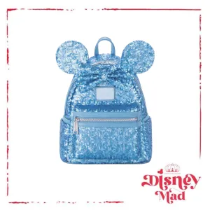 Loungefly Minnie Mouse Blue Hydrangea Colour Story Sequin Mini Backpack