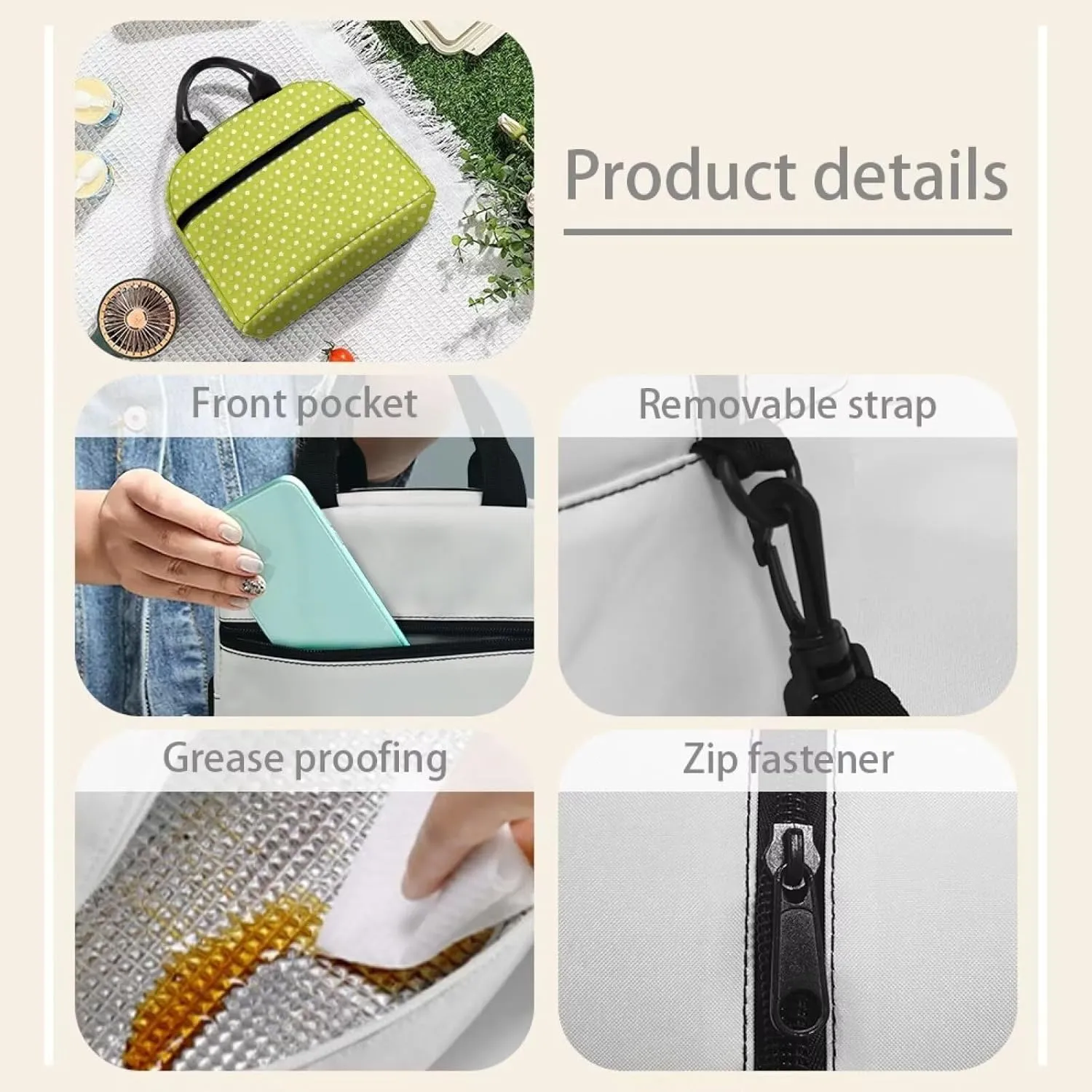 Lunch Bag Lunch Box for Women Men Reusable Insulated Lunch Tote Bag Leakproof Thermal Cooler Sack Food Handbags Case High Capacity for Travel Work School Picnic
