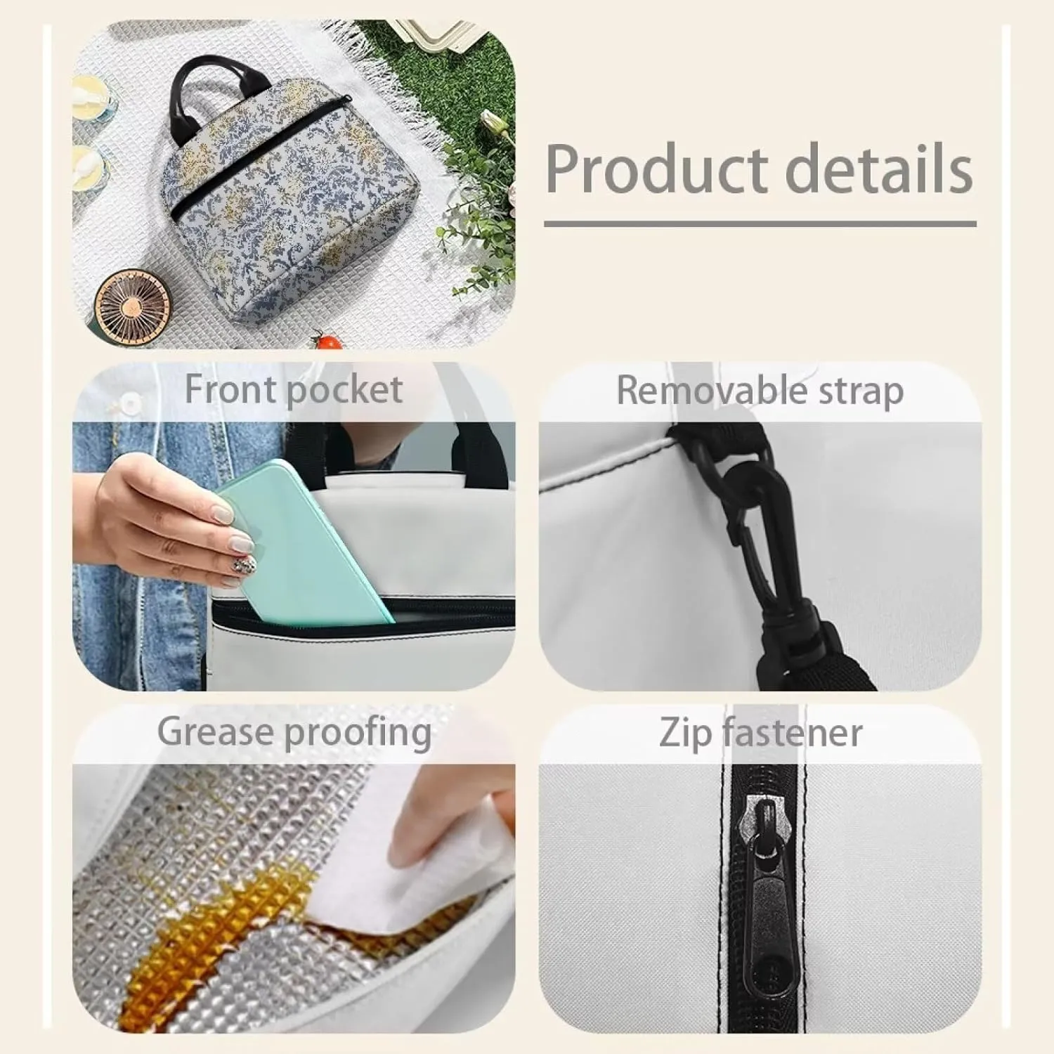 Lunch Bag Lunch Box for Women Men Reusable Insulated Lunch Tote Bag Leakproof Thermal Cooler Sack Food Handbags Case High Capacity for Travel Work School Picnic