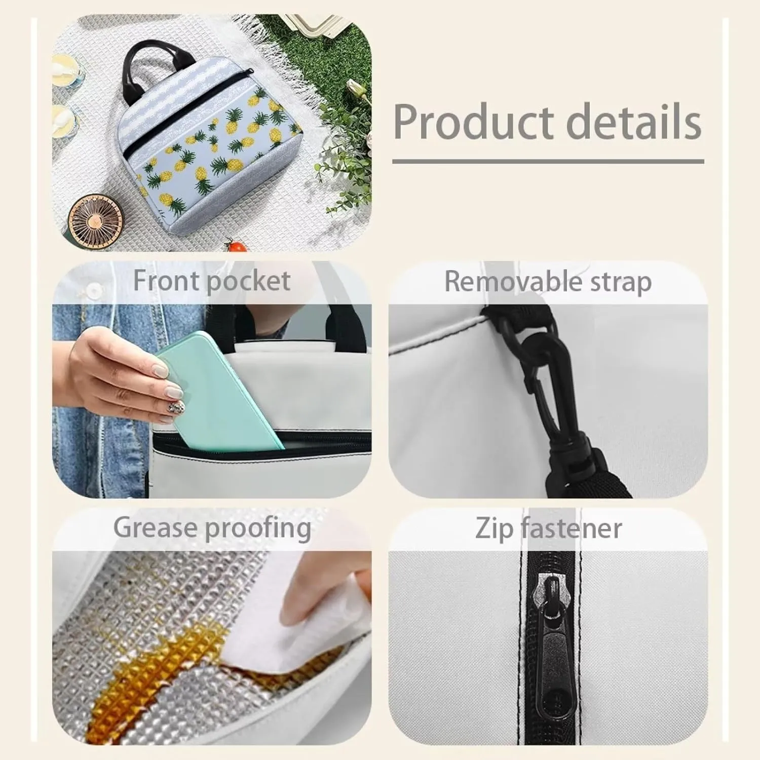 Lunch Bag Lunch Box for Women Men Reusable Insulated Lunch Tote Bag Leakproof Thermal Cooler Sack Food Handbags Case High Capacity for Travel Work School Picnic