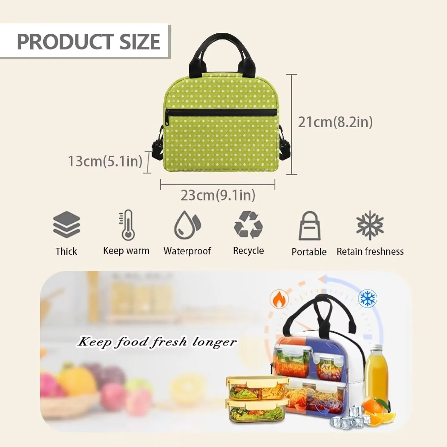 Lunch Bag Lunch Box for Women Men Reusable Insulated Lunch Tote Bag Leakproof Thermal Cooler Sack Food Handbags Case High Capacity for Travel Work School Picnic