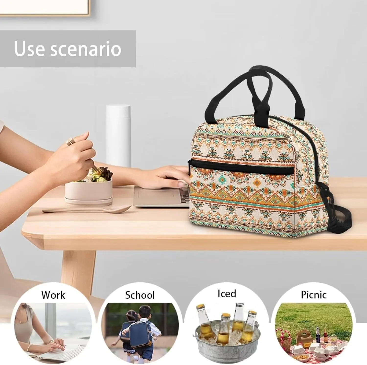Lunch Bag Lunch Box for Women Men Reusable Insulated Lunch Tote Bag Leakproof Thermal Cooler Sack Food Handbags Case High Capacity for Travel Work School Picnic