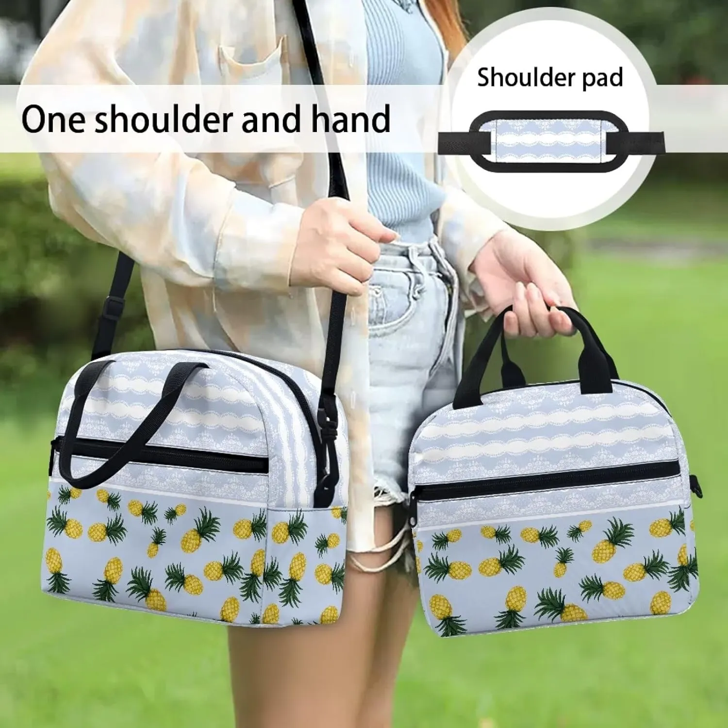 Lunch Bag Lunch Box for Women Men Reusable Insulated Lunch Tote Bag Leakproof Thermal Cooler Sack Food Handbags Case High Capacity for Travel Work School Picnic
